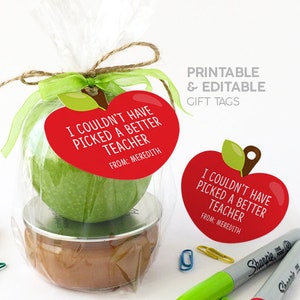 Apple-cadeaukaartje voor leraar / leraar waardering afdrukbaar