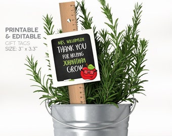 Thank you for helping me grow gift tags - Printable and Editable