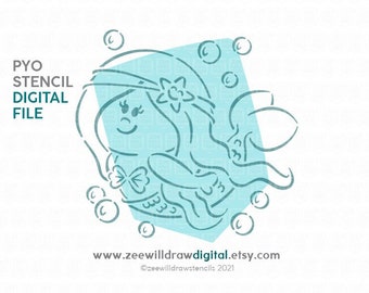 Mermaid PYO Stencil file, DIGITAL DOWNLOAD