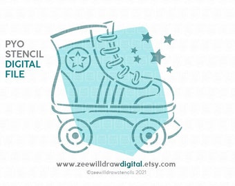 Roller skate PYO stencil file - INSTANT DOWNLOAD
