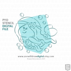 Mermaid PYO Stencil file, DIGITAL DOWNLOAD