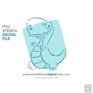 Dinosaur PYO Stencil file INSTANT DOWNLOAD image 1