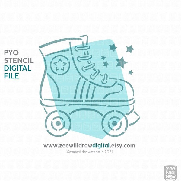 Roller Skating Stencil Etsy