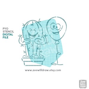 Cactus and balloon PYO Stencil FILE - PERSONAL use only without a license