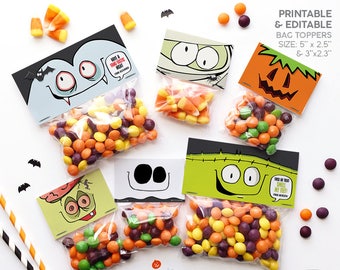 Halloween bag toppers, PRINTABLE, instant download