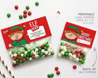 Christmas bag topper, Elf poop, Elf, Elves, Xmas gift bag topper, Christmas, PRINTABLE, DIY