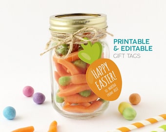 Easter carrot gift tags, PRINTABLE & EDITABLE - Instant download