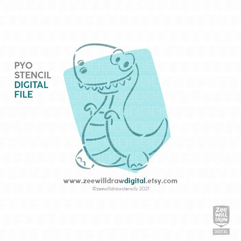 Dinosaur PYO Stencil file INSTANT DOWNLOAD image 1