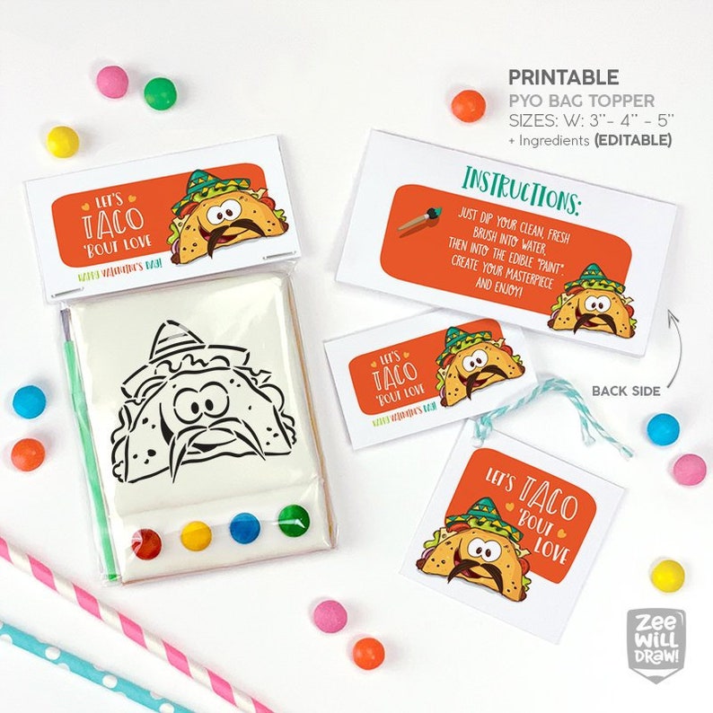 Allows TACO above printable bag toppers Mounted of 3 additionally tag for Valentines PYO cookies photograph regarding Printable Bag Toppers known as Allows TACO with regards to printable bag toppers Established of 3 as well as tag for Valentines PYO cookies
