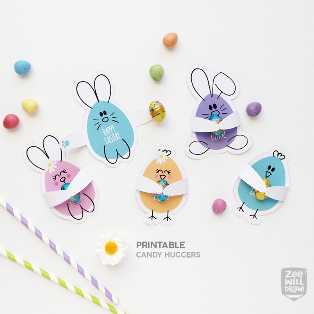 Printable Easter Candy Huggers Bunnies and Chicks - Etsy UK
