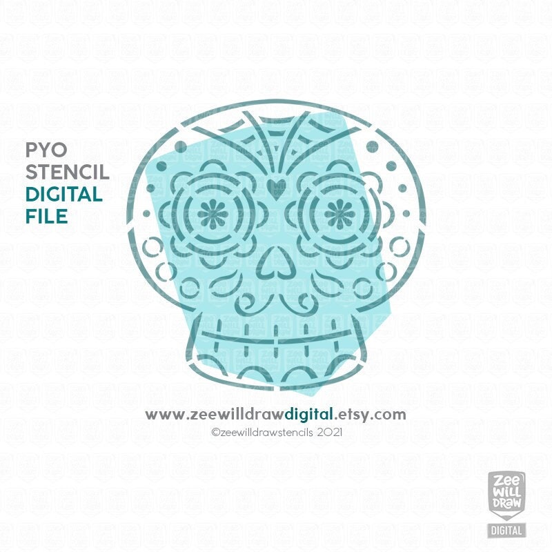 Sugar Skull Stencil - Etsy sugar-skull-stencil-etsy