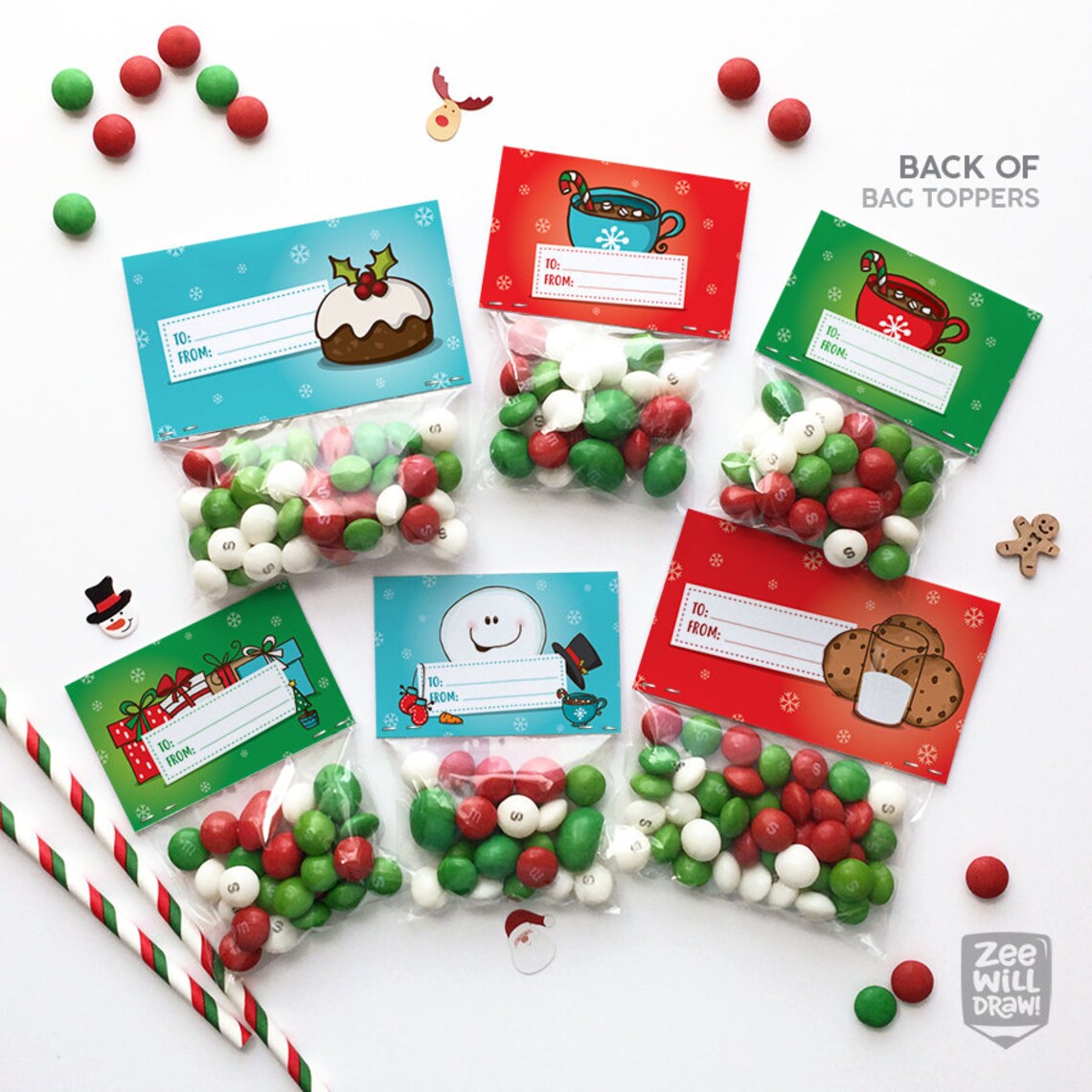 Christmas Bag Toppers PRINTABLE | Etsy