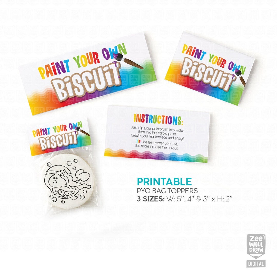 Paint Your Own Cookie Printable Bag Toppers Set of 3 - Etsy