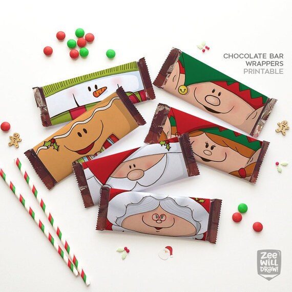 Christmas Chocolate Wrappers Candy Bar Wrappers Chocolate Etsy