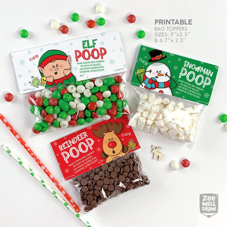 Elf poop, Reindeer poop & Snowman poop bag topper image 1