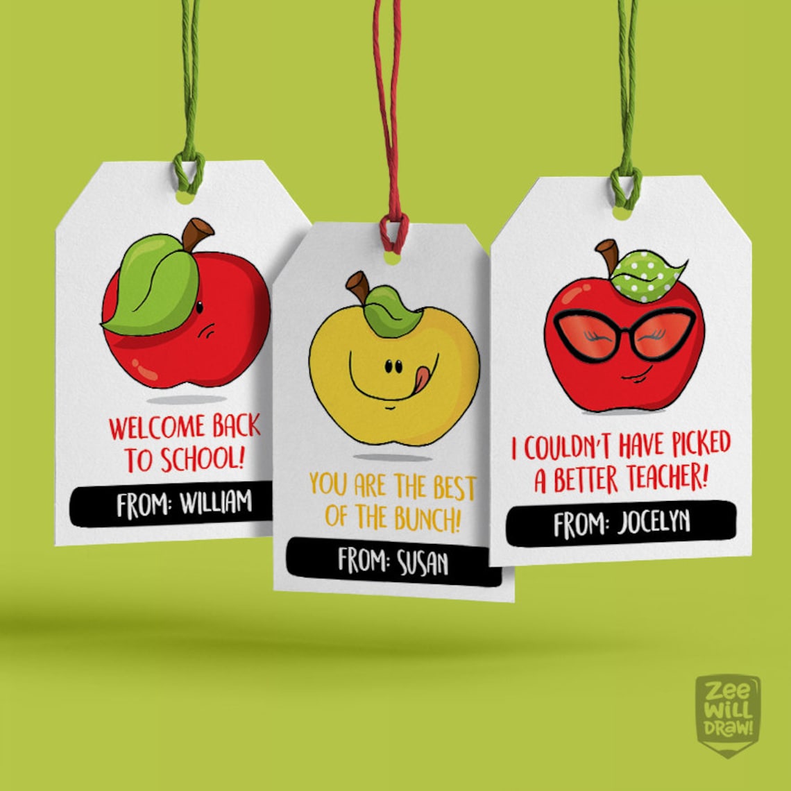 Apple Back to School Gift Tags Apple Gift Tags Teacher Gift | Etsy
