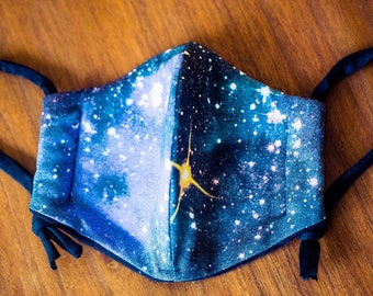 Reusable Handmade Adjustable Galaxy Face Mask, Washable, 100% Cotton