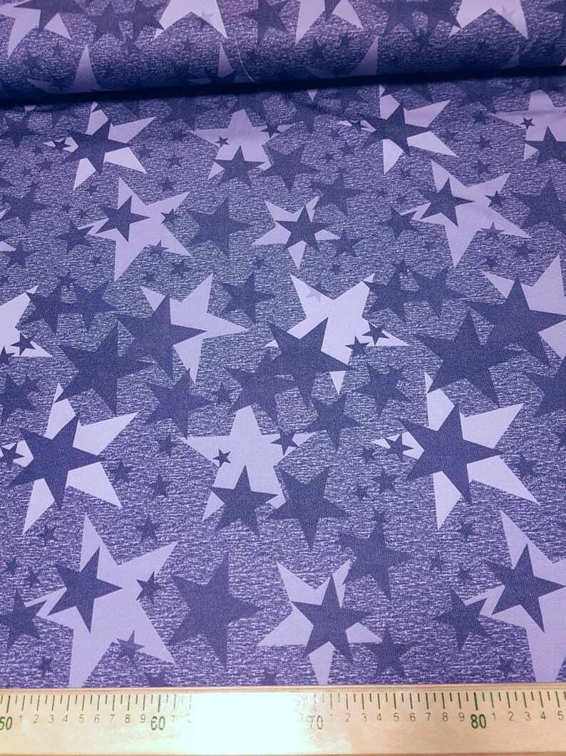 French terry Knit fabric Stars fabric Terry digital Jersey knit Digital print flowers Stars fan Unisex fabric By half meter