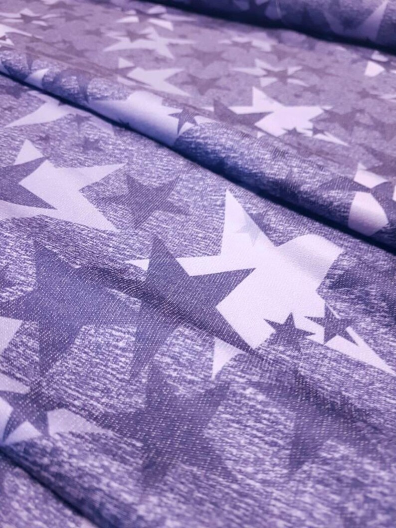 French terry Knit fabric Stars fabric Terry digital Jersey knit Digital print flowers Stars fan Unisex fabric By half meter