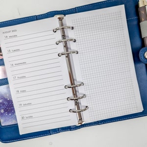Recambio de agenda de tamaño personal para Filofax y otras agendas de tamaño personal: recambio de agenda semanal con cuadrícula a la derecha