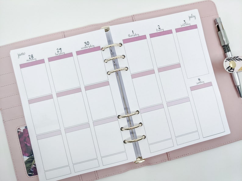 A5 weekly planner inserts printed A5 inserts colourful three sections per day for A5 Ring planners like Planner Peace, Filofax, Kikki.K image 1