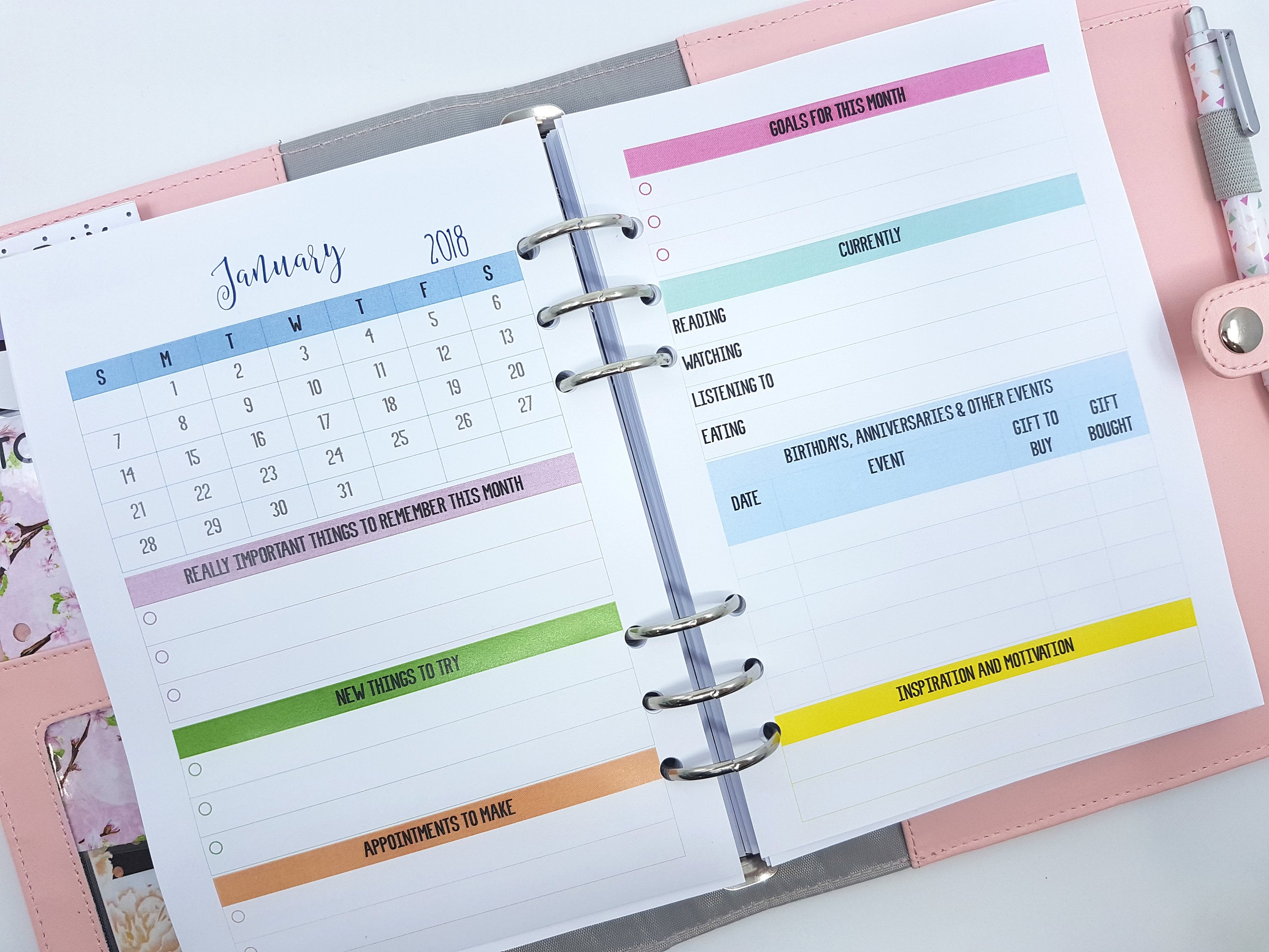 Printed A5 Planner Inserts monthly calendar month on two Etsy