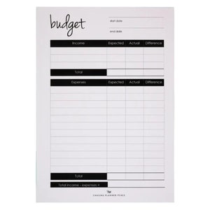 Budget A5 Notepad 40 Sheets | Budgeting Notepad 100gsm paper | Budget planning