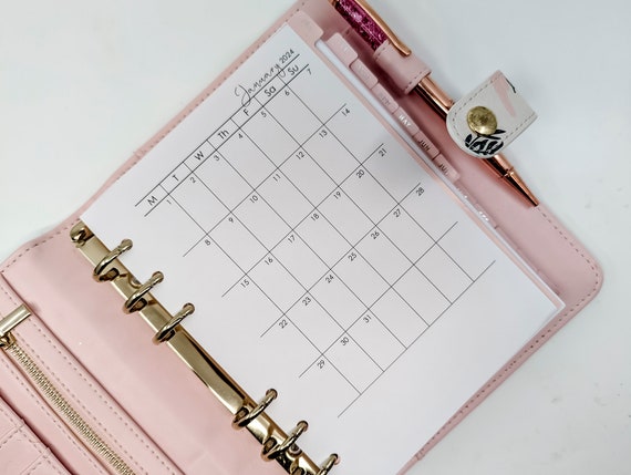 B6 Monthly Inserts B6 Month on One Page Planner Inserts for Ring