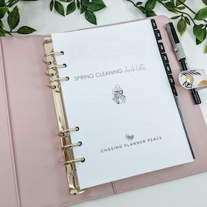 A5 Spring Cleaning Planner Inserts | household tracker | mom planner | family binder | cleaning checklist | printed planner inserts refill
