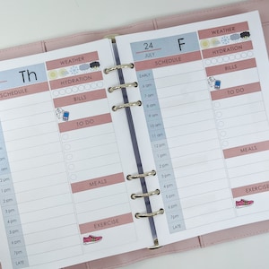 A5 Daily Planner Refill Blue and Peace - A5 Ring Planner Inserts for large Kikki.K, A5 Filofax etc