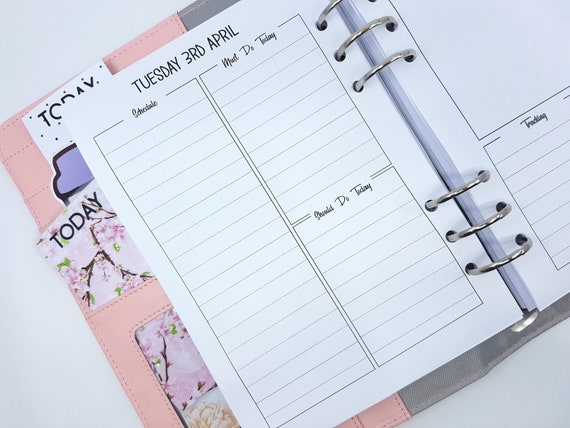 A5 Daily Planner Refill, 6 Ring Binder Inserts, A5 Binder Inner