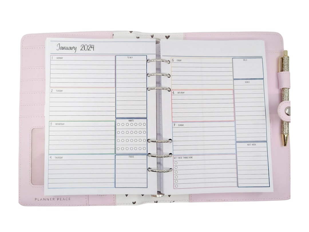 a5-week-on-2-pages-printed-planner-inserts-weekly-planner-refill-a5