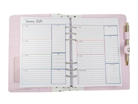 A5 Vertical Weekly Planner, Printable Planner Inserts, Week on Two Pages,  Weekly Schedule Inserts, GM Agenda Refill, Hourly Weekly Planner 