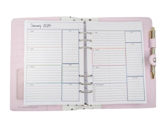 The Paper Studio Agenda 52 Planner 6 Ring Rainbow Has Inserts for June -  Decembe