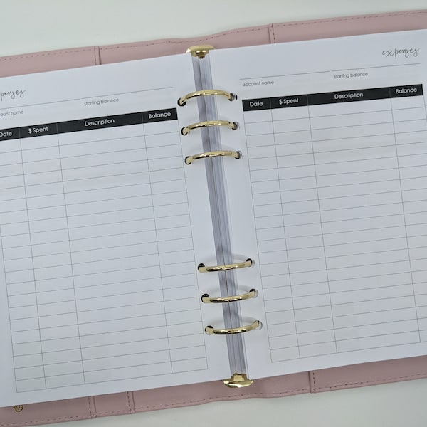 A5 Uitgaven Tracker budget afgedrukte planner inserts | A5 planner inserts |  Bevat 10 dubbelzijdige pagina's | past bij grote Kikki k of Filofax.