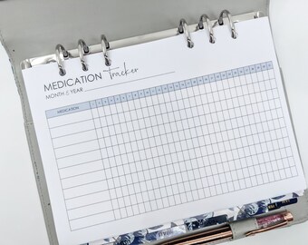 A5 Medication Tracker Inserts | Printed Planner Pages