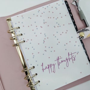 Happy Thoughts Planner Dashboard, A5, B6 lub Personal Size Dashboard do planerów pierścieniowych, pasuje do planerów Filofax lub Kikki K