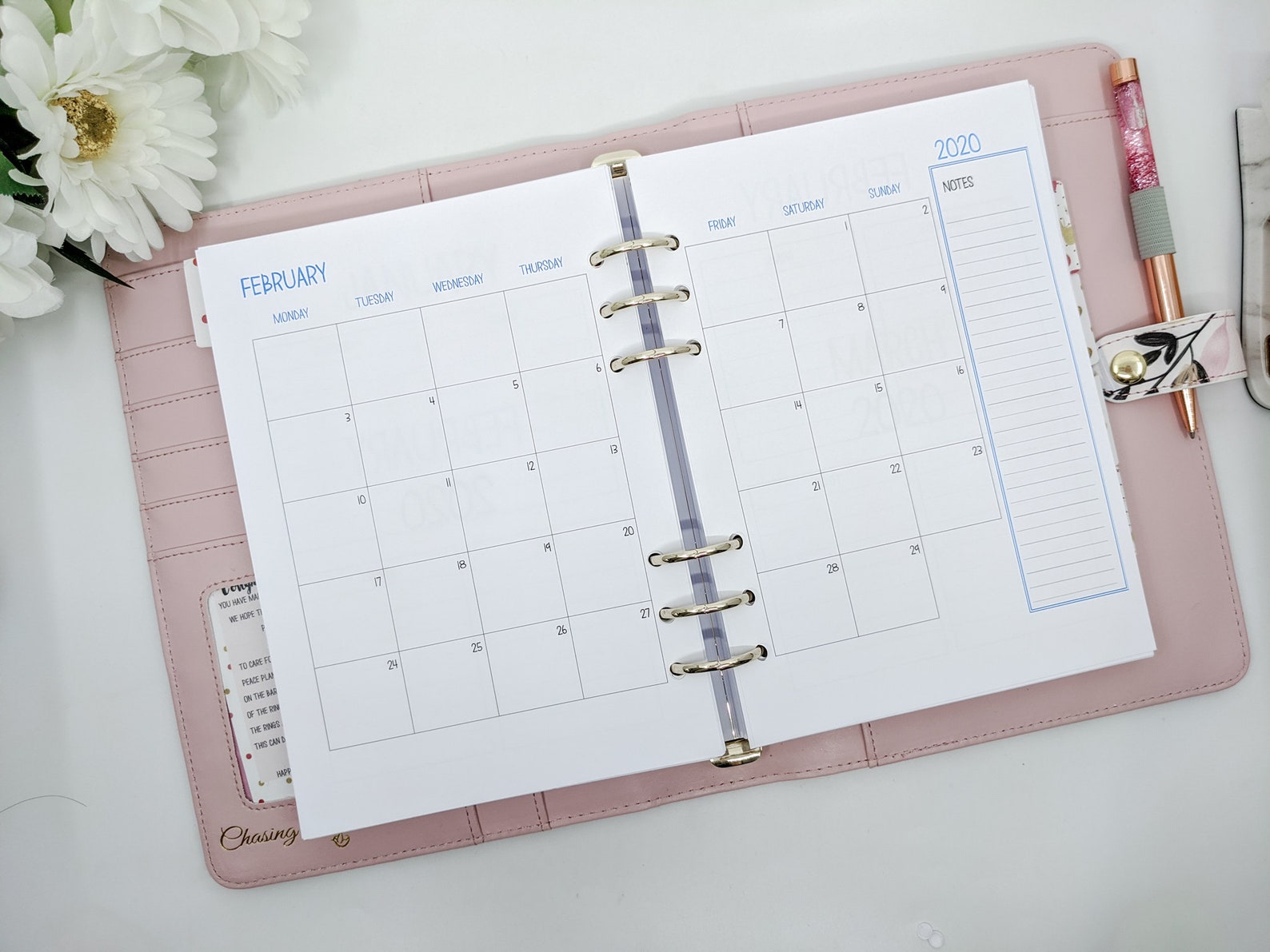 A5 Monthly Planner Inserts With Lists on Back MO2P Month Etsy