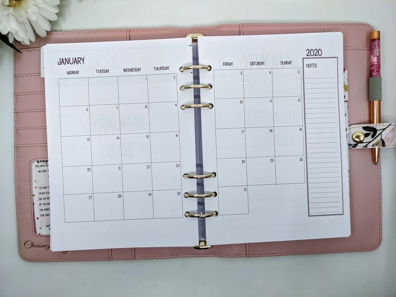 A5 Monthly Planner Inserts With Lists on Back MO2P Month Etsy Australia