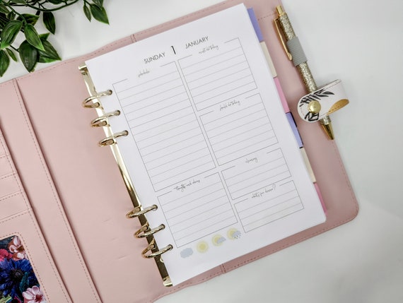 PRINTED A5 Week On One Page Planner Inserts | Weekly Overview | Printed  Weekly Planner To Fit Filofax, Kikki K, LV Agenda Planner Inserts