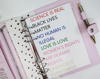 Science is Real A5, Size Dashboard for ring planners, fits Filofax or Kikki K planner