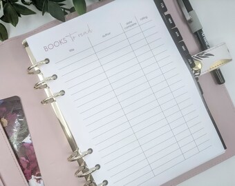 A5 Books to Read Planner Inserts | Kikki K, Filofax Compatible