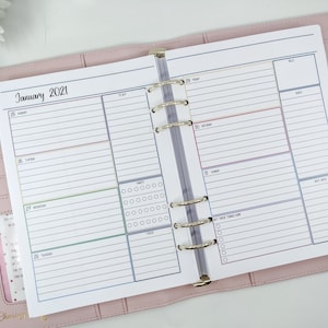 A5 Ring Planner Inserts - Weekly Layout for A5 Ring Planners, Planner Inserts for Filofax, Kikki K, A5 weekly planner inserts.