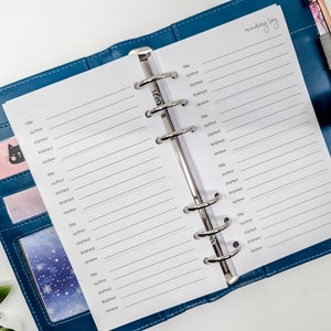 Recambios para planificador de registro de lectura de tamaño personal para filofax de tamaño personal