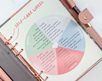 Self Care Wheel Dashboard, A5 fits Filofax or Kikki K planner