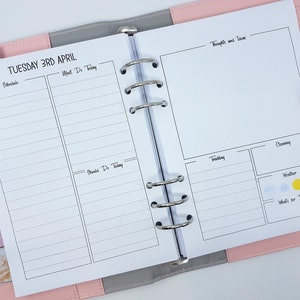 A5 Inserts Day on Two Pages Printable Daily Planner Pages 