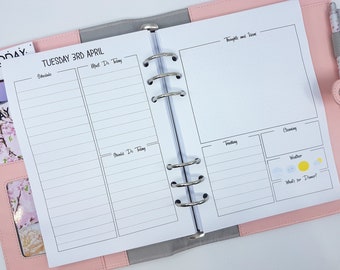 A5 Day on Two Page DO2P printed planner inserts | daily planner | day to a page planner inserts | A5 planner refill Filofax Kikki.K