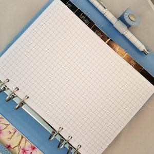 A5 grid paper grid planner inserts  | planner grid notepaper | filofax grid paper refill planner refill