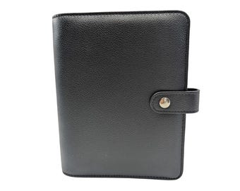 Funda para agenda B6 'Textured Black' de Planner Peace: lujosa agenda de anillas de cuero vegano lista para llenar con insertos de agenda