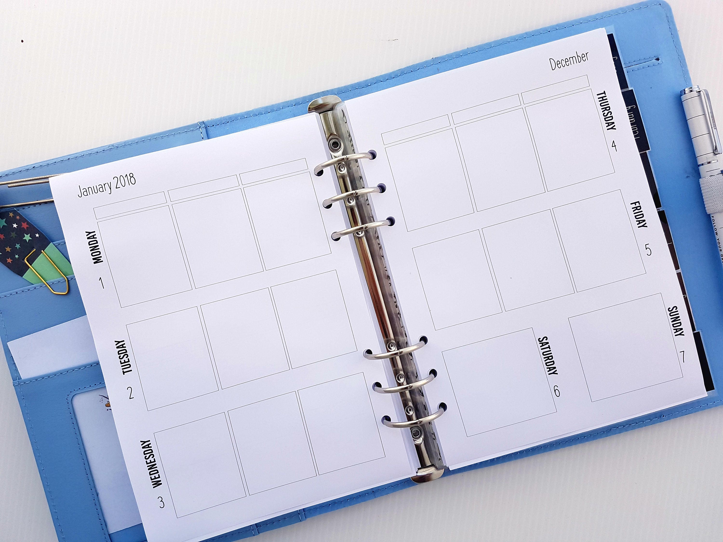 A5 Horizontal WO2P Planner Inserts Erin Condren planner size Etsy